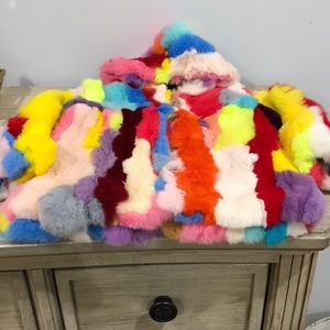 Little girls faux fur colorful hooded jacket!